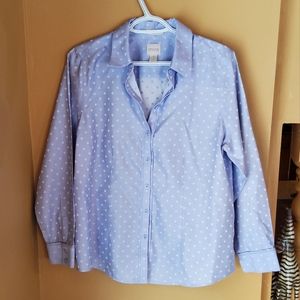Chico's Pale Blue with White Polkadots Top Size 1